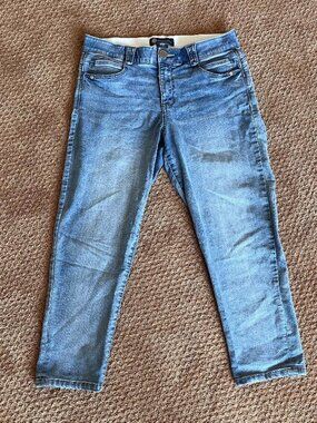 Democracy "Ab"solution Womens Jeans Petite Size 10P Blue Denim Cropped Capri